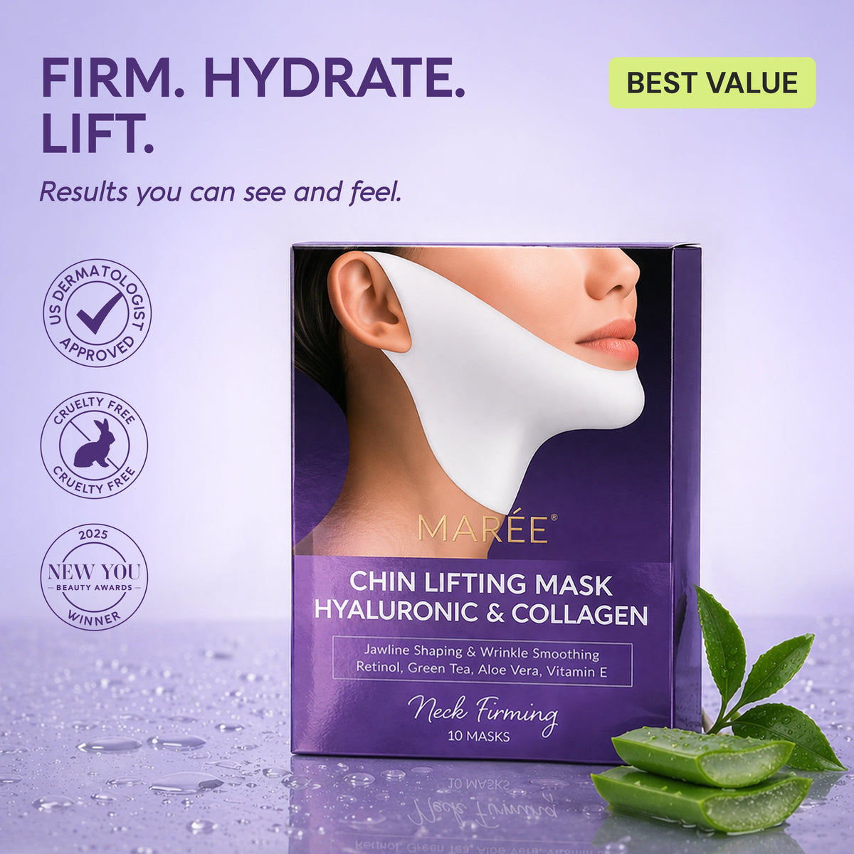 Hyaluronic Acid V-line Lifting Mask 10 PCS