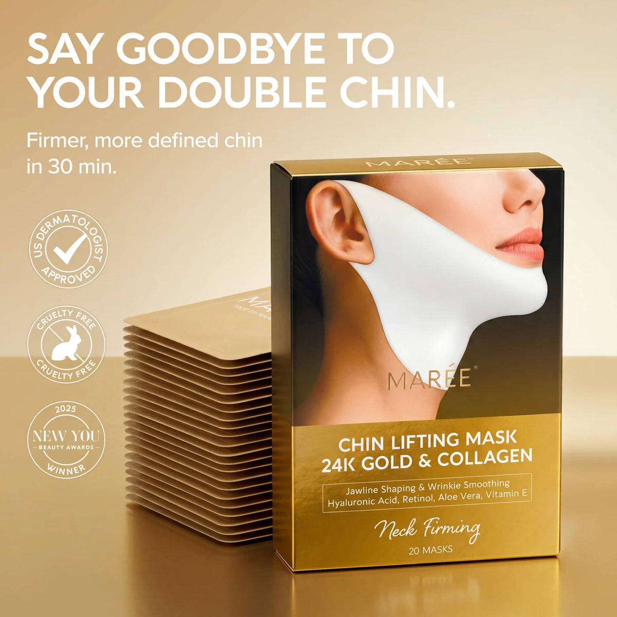 24K Gold Chin & Jawline Lifting Mask 20 PCS